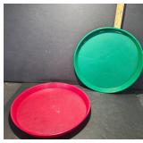 Two Round Plastic Serving Trays