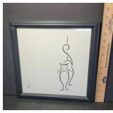 Framed Minimalist Cat Line Drawing