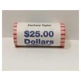 Unopened $25 Roll of Zachary Taylor Coins