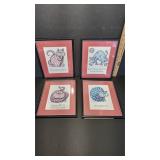 Four Framed Cat Art Prints