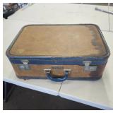 Vintage Suitcase with Blue Trim