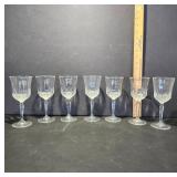 7 Clear Stemmed Wine Glasses