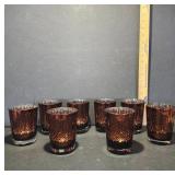 8 Amber Patterned Glasses