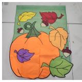 Fall Pumpkin and Leaves Yard Flag