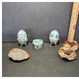 Ceramic Trinket Boxes and Fossil Pieces