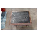Wood and Marble-Top Side Table