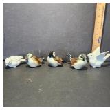 Five Porcelain Bird Figurines