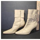 Leather Ankle Boots with Buckle Accent