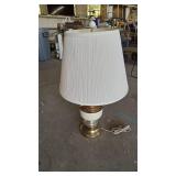 Table Lamp with Brass Accents and Pleated Shade