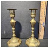 Brass Hexagonal Candlesticks