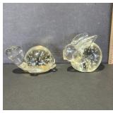 Clear Glass Rabbit and Snail Figurines