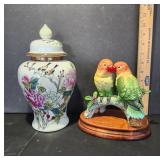 Yamayo Jar and Andrea Lovebirds Figurine