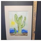 Watercolor of Cactus Landscape