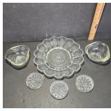 Glass Tableware Set with Floral Designs
