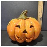 Ceramic Pumpkin Tealight Holder With Lid