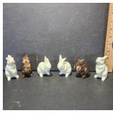 Six Ceramic Rabbit Figurines