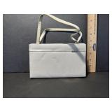 White Satin Evening Handbag with Strap