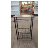 Metal and Wood Side Table with Rack