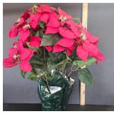 Artificial Poinsettia Plant with Green Wrap