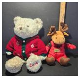 Holiday Teddy Bear and Reindeer Plush Set