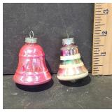 Vintage Glass Bell Ornaments Pair