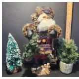 Santa Figure with Miniature Trees Set