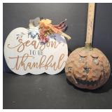 Decorative Pumpkin Trio With Floral Accent