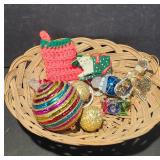 Christmas Ornaments in Basket