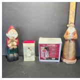 Christmas Decor Lot with Figurines and Stake