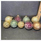 Eight Glass Christmas Ornaments