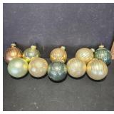 10 Gold and Green Ornaments