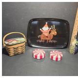 Holiday Decor Assortment with Tray and Basket