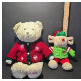 2004 Plush Bear and Holiday Mouse Toy Set