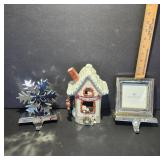 Holiday Decor Lot with Stocking Holders