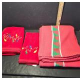 Red Holiday Themed Towels and Runner
