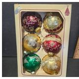 Six Designer Glass Ornaments