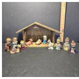 Nativity Scene with Figurines and Stable