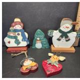 Handmade Wooden Snowman Decorations