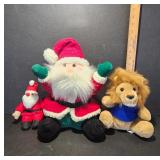 Plush Santa and Lion Toys