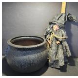 Handcrafted Witch Figurine with Cauldron