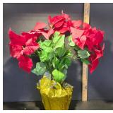 Artificial Poinsettia With Gold Pot Cover