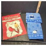 Cardinal Banner and Snowman Towels Set
