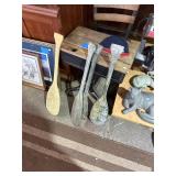 Four fiberglass boat paddles