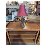 Nice metal lamp with a red shade