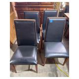 Dining room chairs, black leather