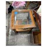 End table with glass insert
