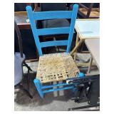 Blue wicker base chair