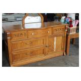 Wooden Dresser with Mirror