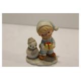 Homco Boy with Snowman Figurine