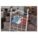 White Metal Bed Frame with Rabbit Finials